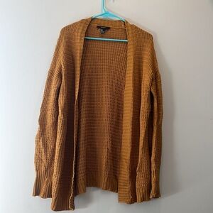 Forever 21 Longline Mustard Gold Cable Knit Cardigan